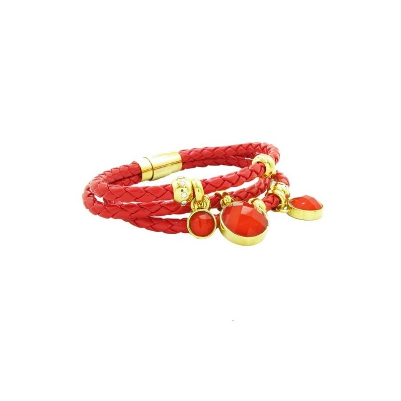 Womens red band red stone braided bracel 84272 1