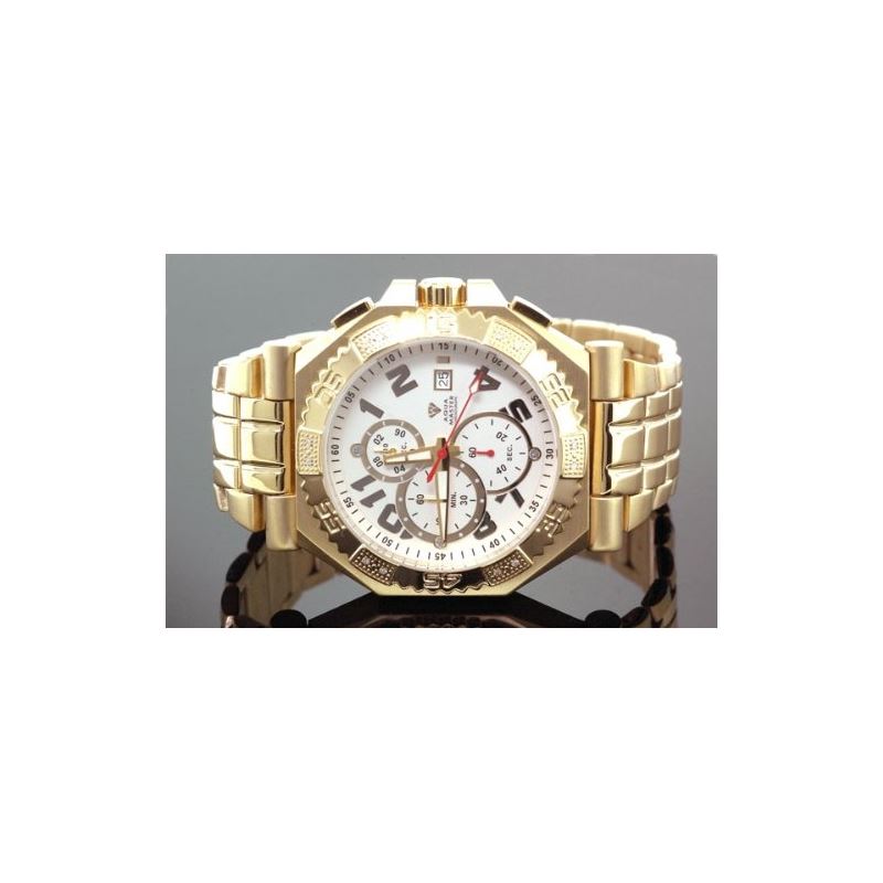 Mens Swiss Made Sports Diamond Watch 0.12Ctw-