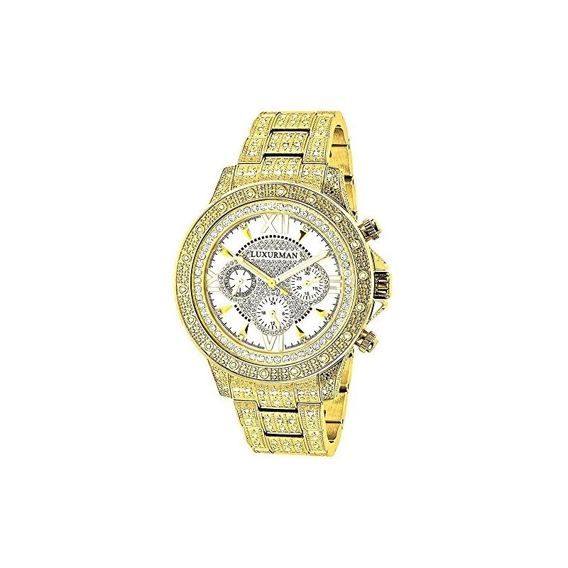 Iced Out Mens Watch With Diamond Band 1.25Ctw Of D