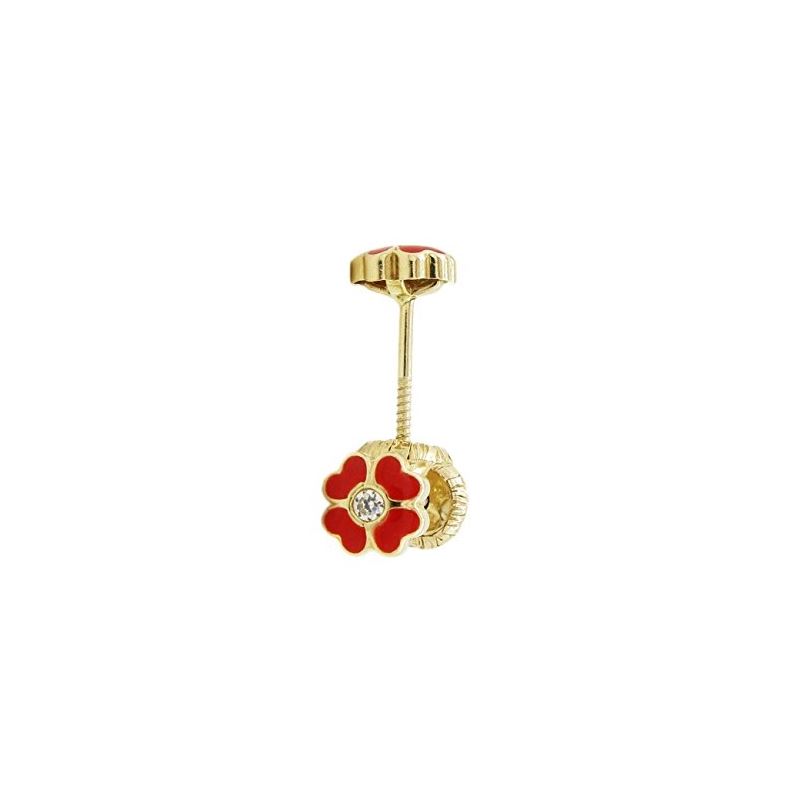 14K Yellow gold Flower cz stud earrings  67949 1