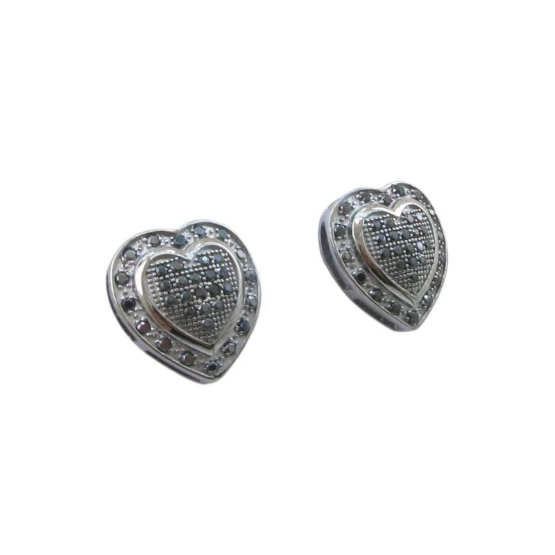 Womens .925 sterling silver Black heart  83243 1