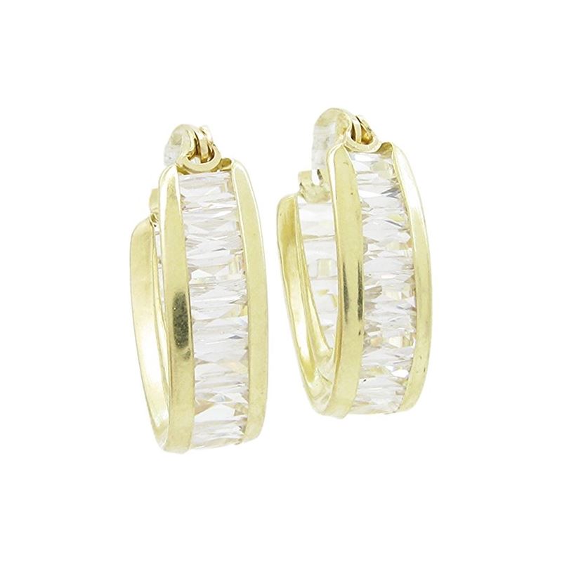 Womens 10k Yellow gold White cz hoop ear 83695 1