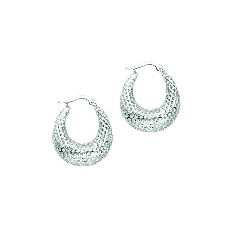 14K White Gold Ladies Hoop Earrings WER9 65613 1