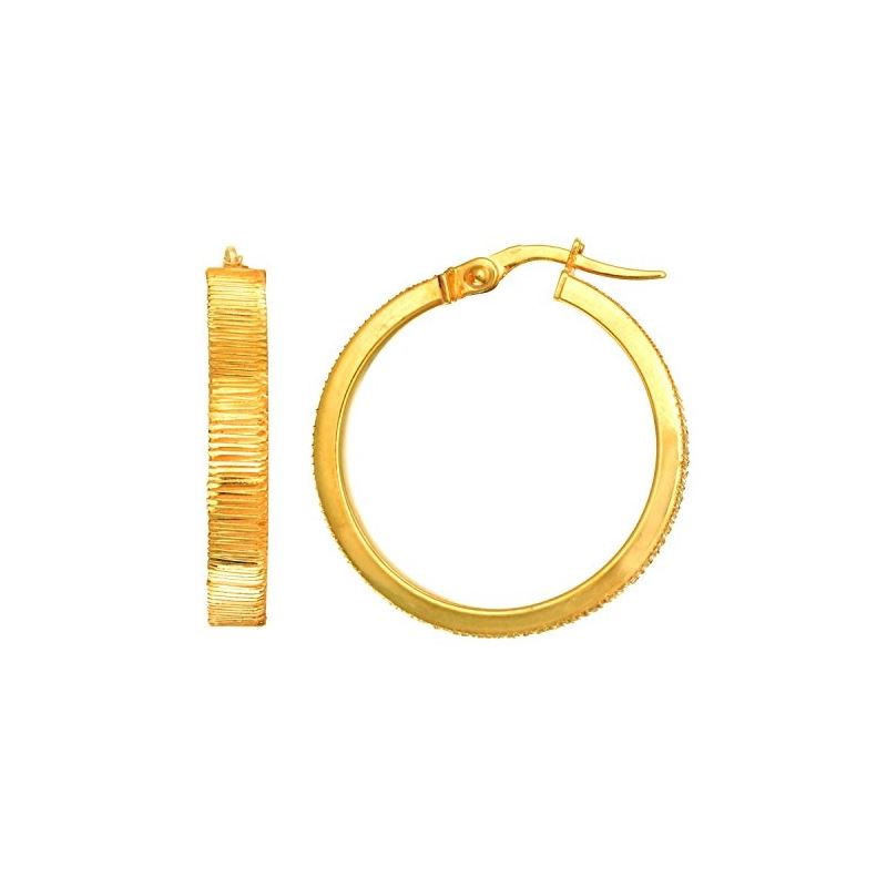 14K Yellow Gold Ladies Hoop Earrings ER3 69164 1