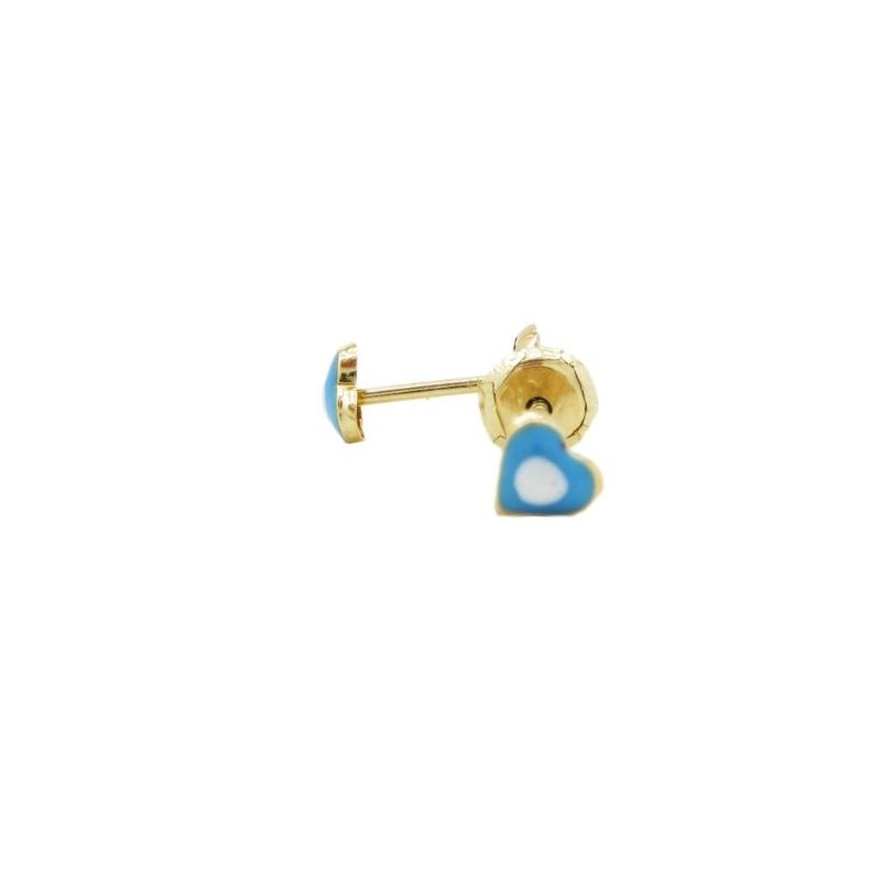 14K Yellow gold Simple heart stud earrin 70029 1