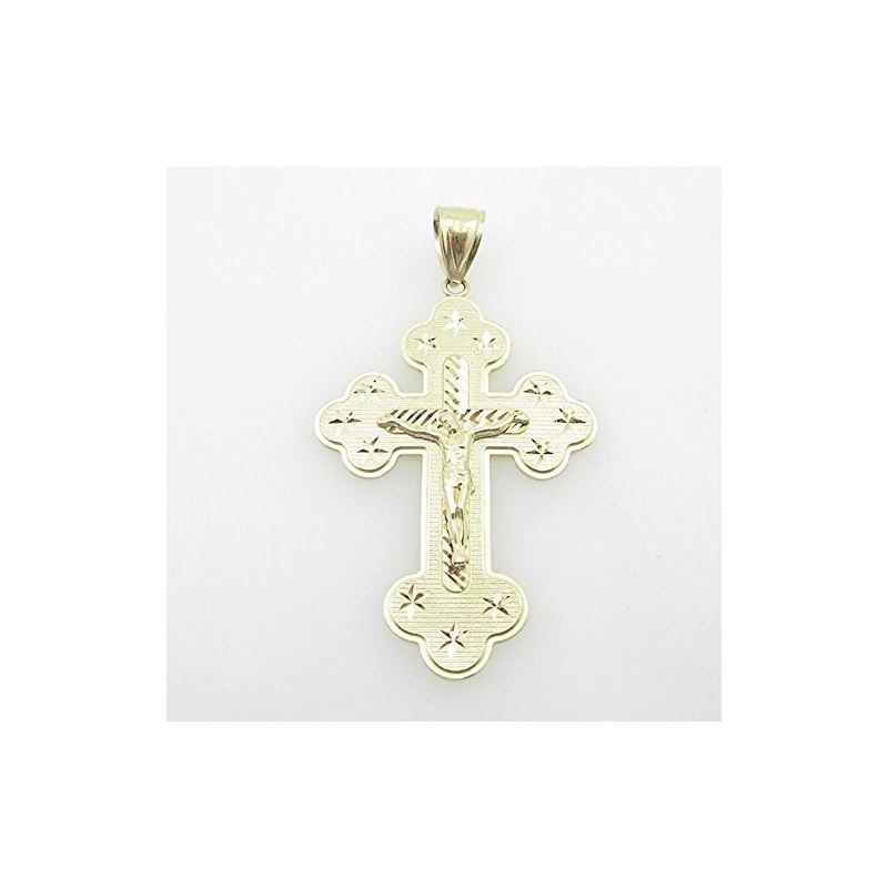 Mens 10K Solid Yellow Gold jesus cross L 77079 1