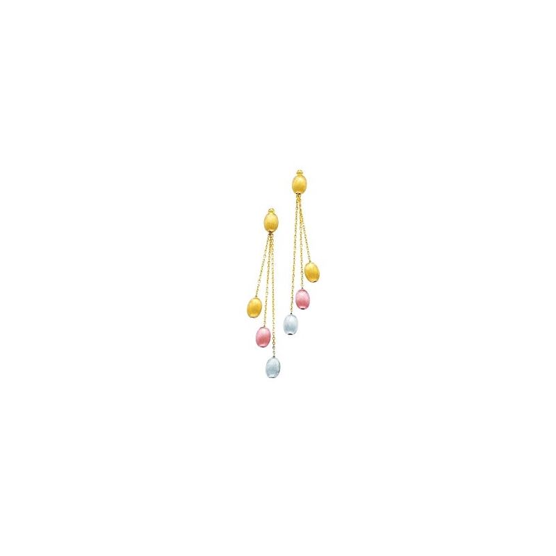 14K Tri-Color Gold Ladies Drop Earrings  64692 1