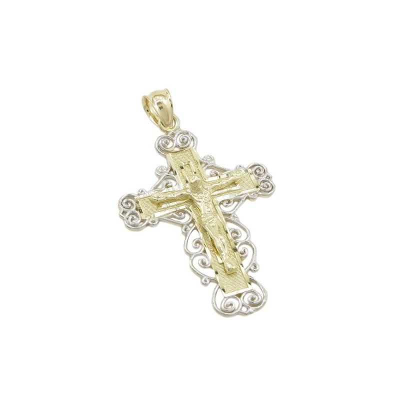 Mens 10k Yellow gold Fancy jesus cross p 77453 1