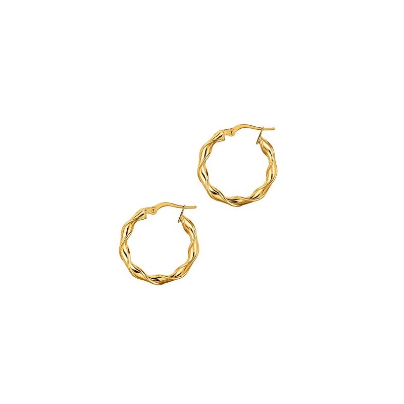 14K Yellow Gold Ladies Hoop Earrings ER1 69140 1