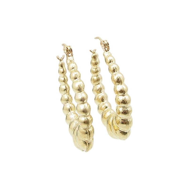 10k Yellow Gold earrings Fancy puff bamb 60612 1