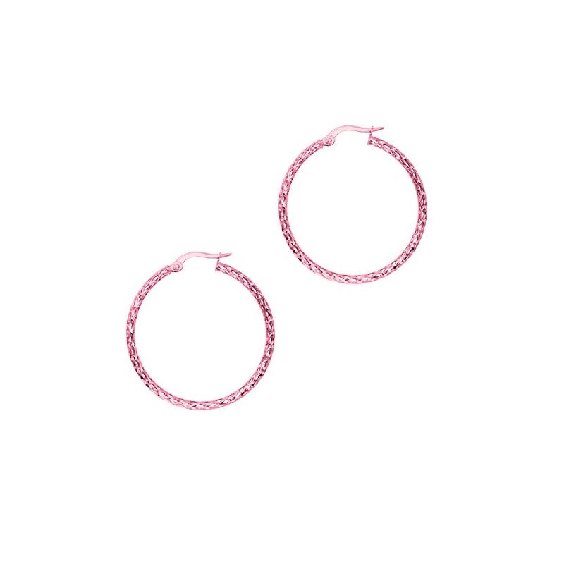 14K Pink Gold Ladies Hoop Earrings ER974 64462 1