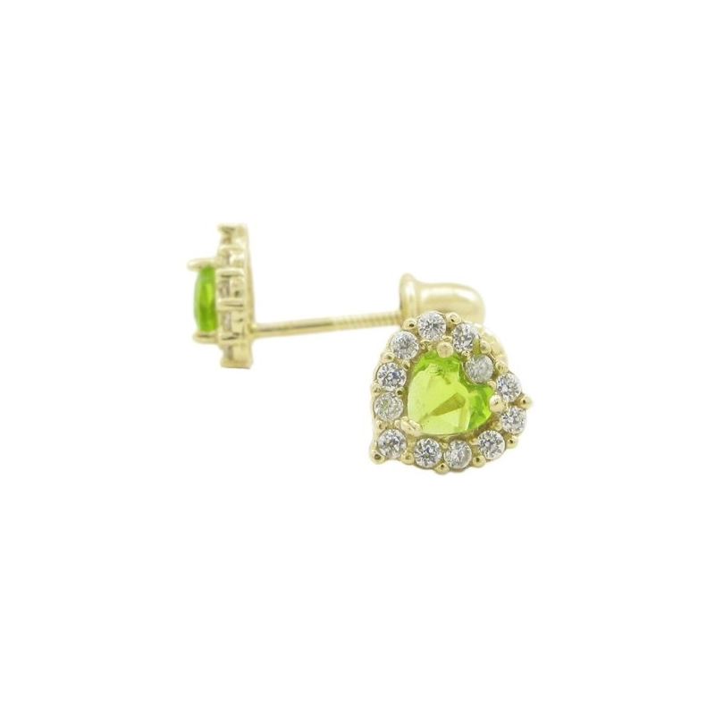 14K Yellow gold Heart cz stud earrings f 68630 1