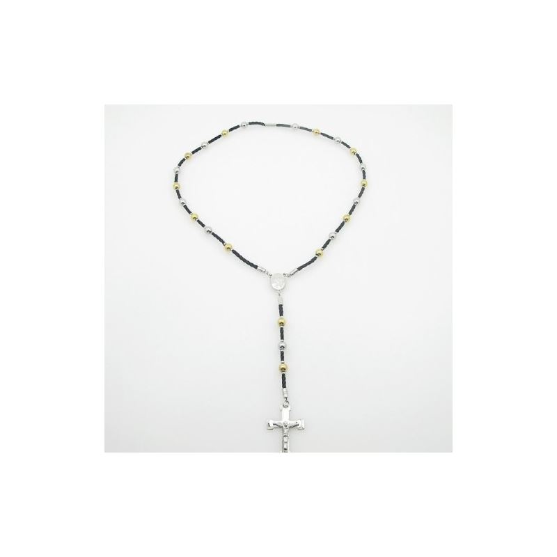 Stainless Steel Rosary Necklace with Cro 80196 1