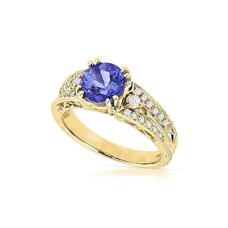 14K Natural Diamond Tanzanite Engagement Ring For