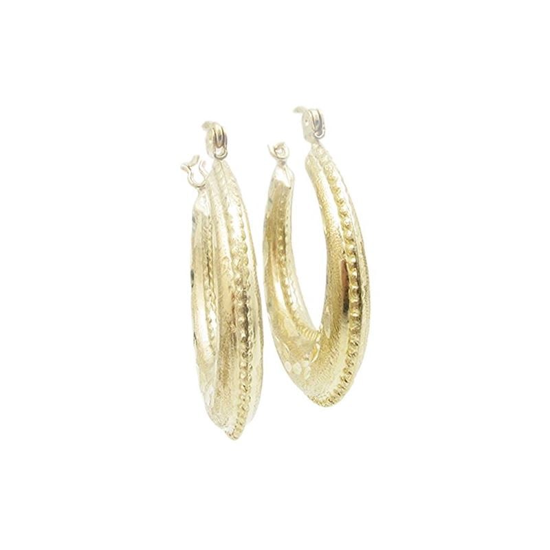 10k Yellow Gold earrings Round moon hoop 60786 1