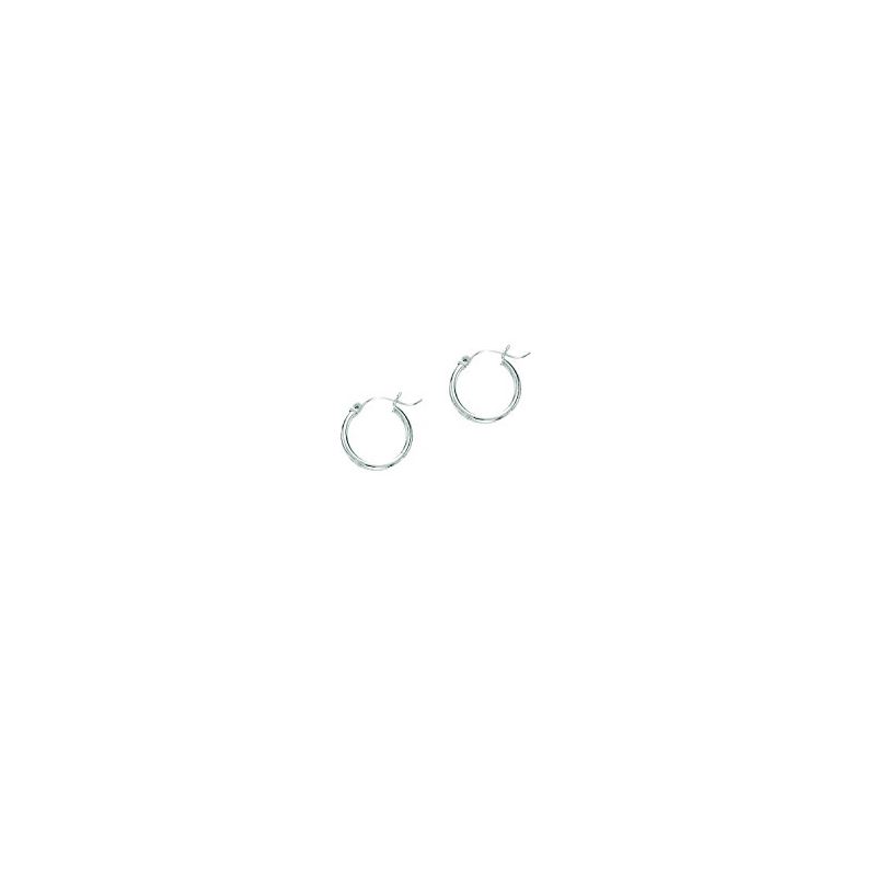 14K White Gold Ladies Shiny Hoop Earring 65639 1