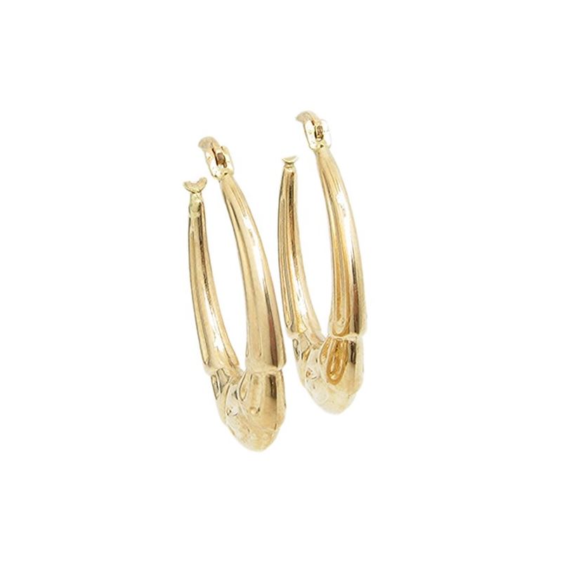 10k Yellow Gold earrings Fancy puff bamb 60624 1