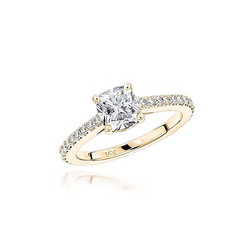 Ladies Classic 14K Cushion Natural Diamond Engagem