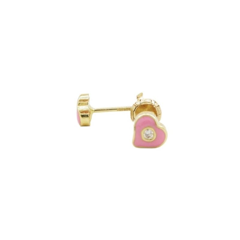 14K Yellow gold Heart cz stud earrings f 68570 1