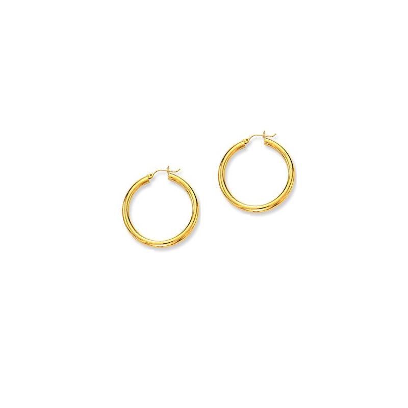 14K Yellow Gold Ladies Shiny Hoop Earrin 69245 1