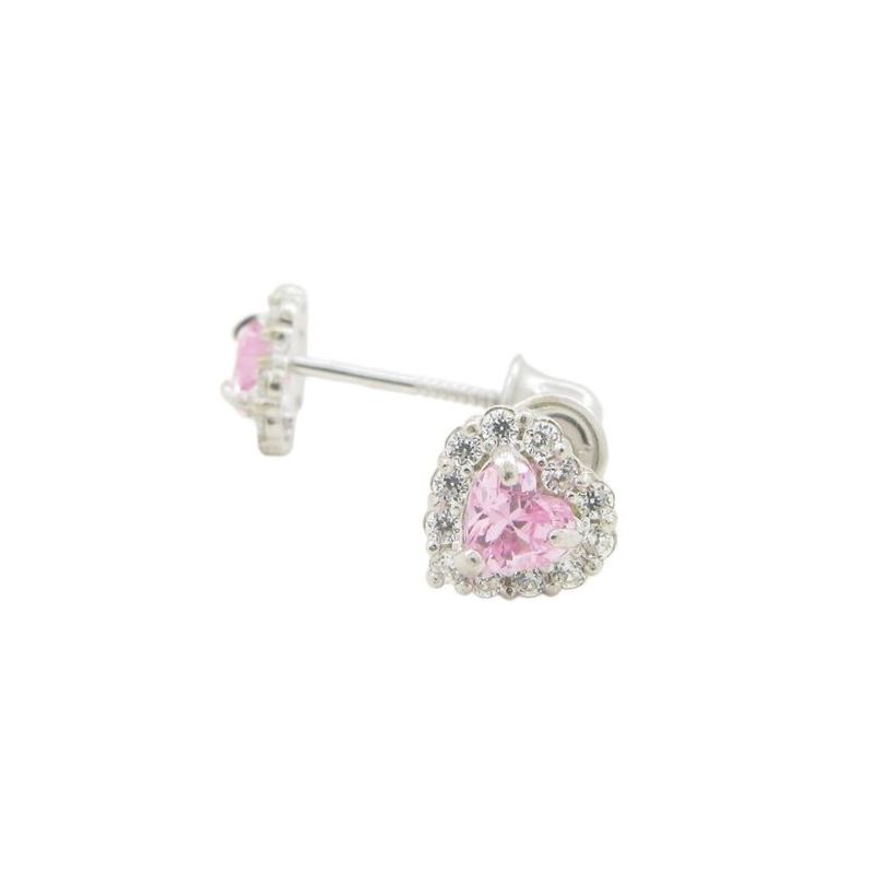 14K White gold Heart cz stud earrings fo 65519 1