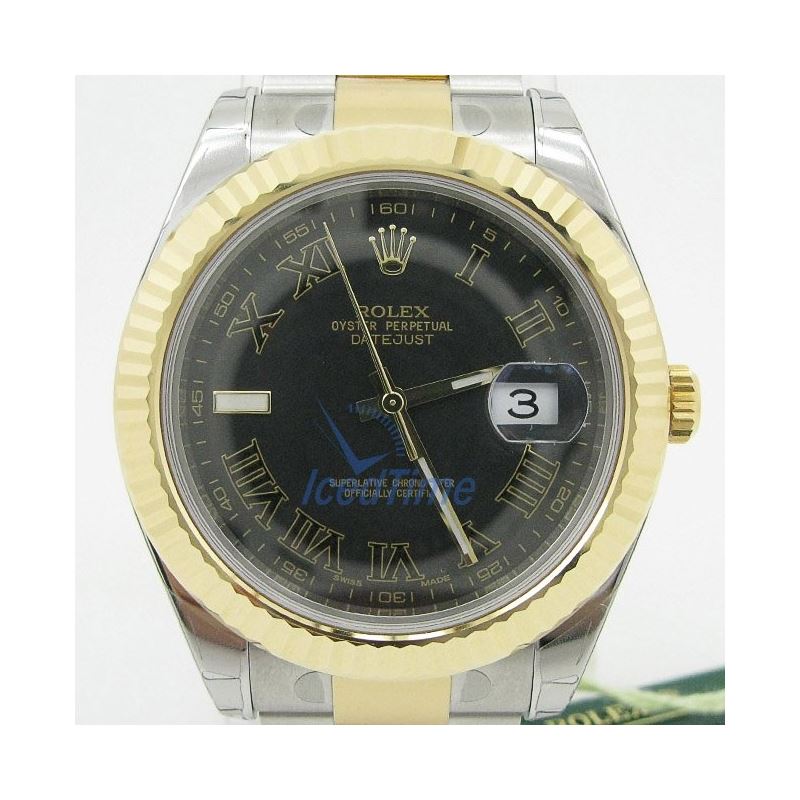 Rolex Datejust II Black Roman Dial 18k Y 53911 1