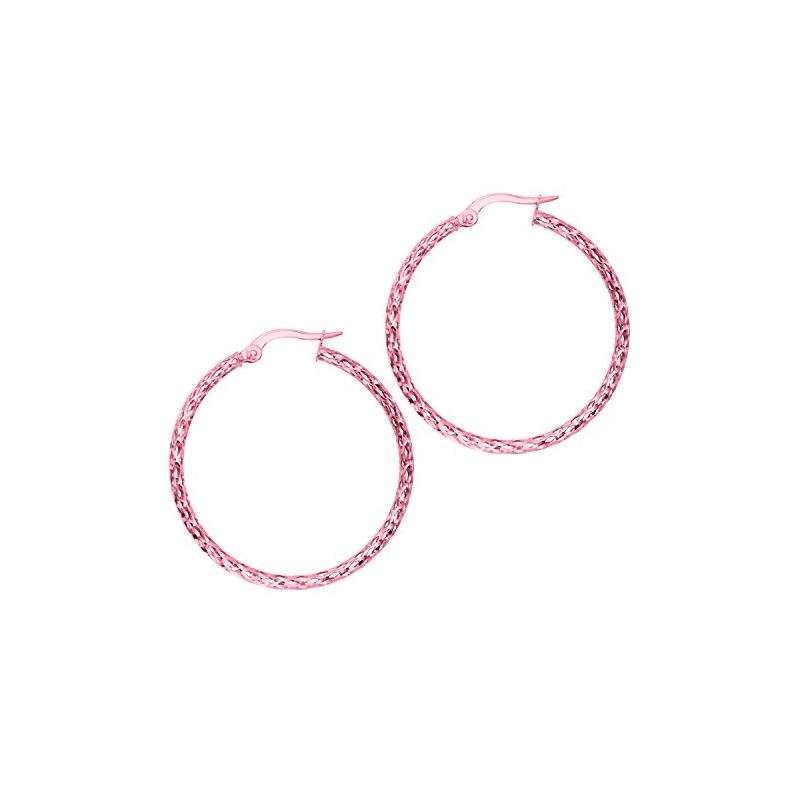 10K Pink Gold Ladies Hoop Earrings 3005P 59712 1
