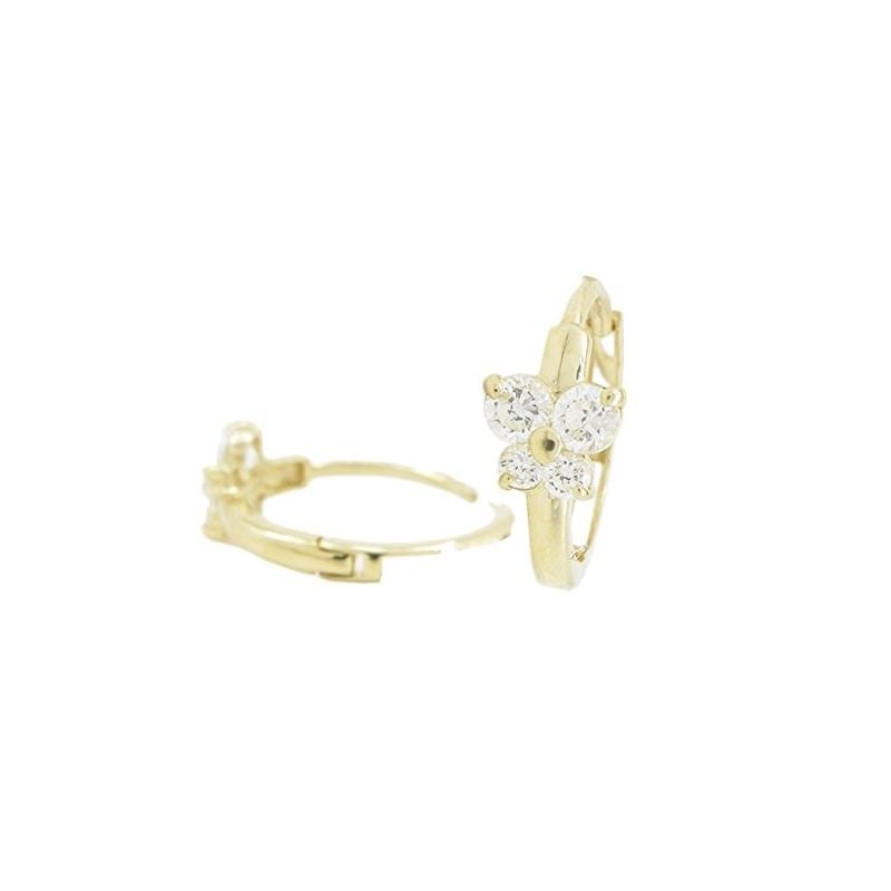 14K Yellow gold Butterfly cz hoop earrin 67282 1