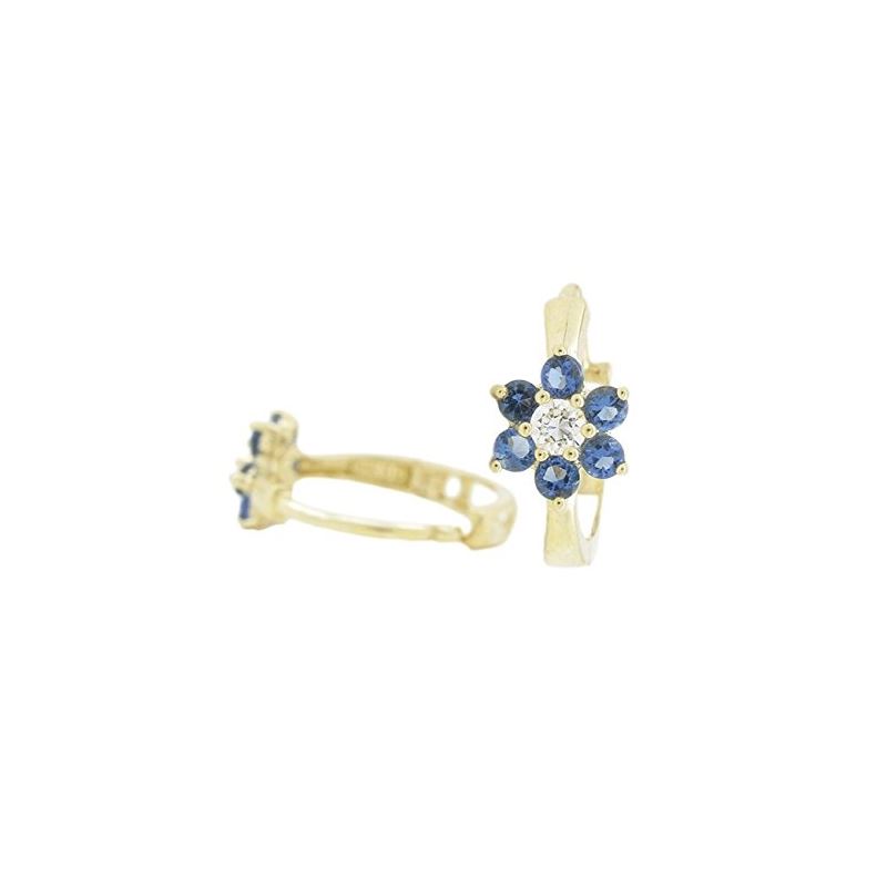 14K Yellow gold Flower cz hoop earrings  67864 1