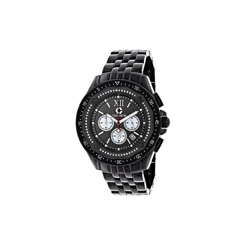 Mens Midsize Black Genuine Diamond Watch 89616 1
