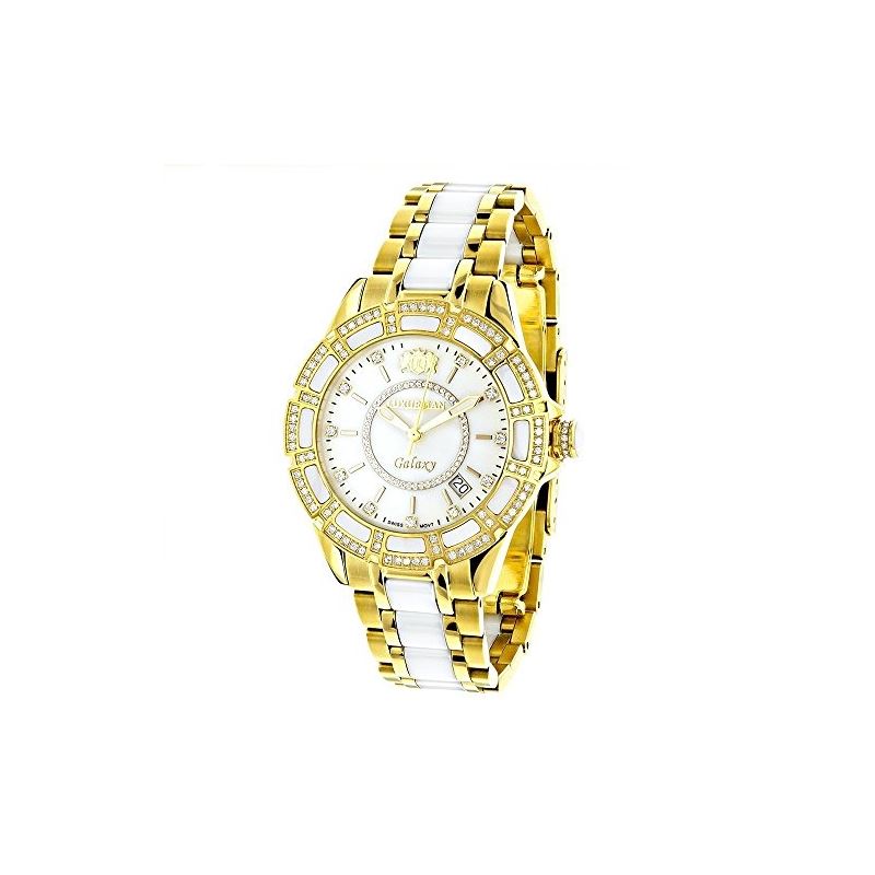 Luxurman Ladies Real Diamond Ceramic Wat 90207 1