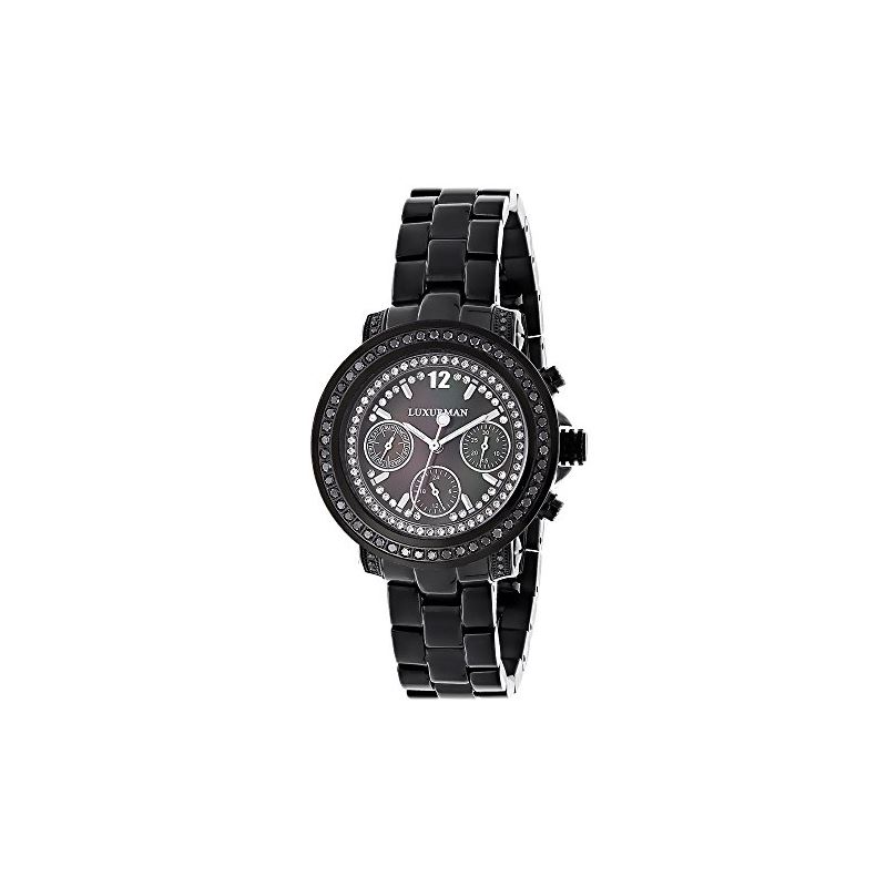 Luxurman Watches: Ladies Black Genuine D 90620 1