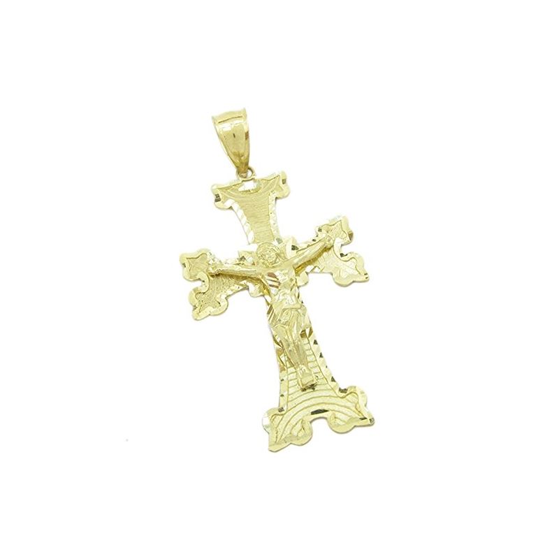 Mens 10k Yellow gold Jesus crucifix char 77686 1