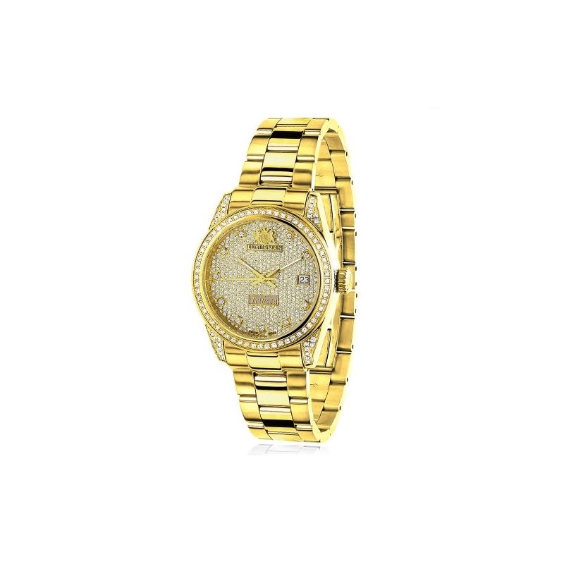 Iced Out Ladies Real Diamond Yellow Gold 89889 1