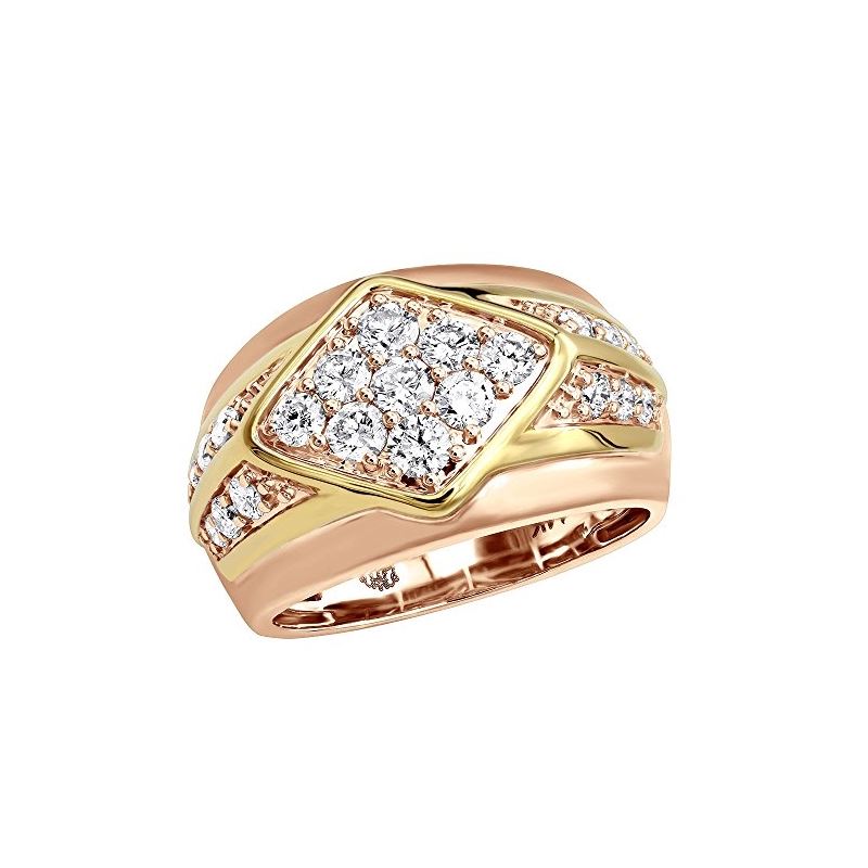 14K Gold Unique Mens Diamond Ring Wedding Band 1.6