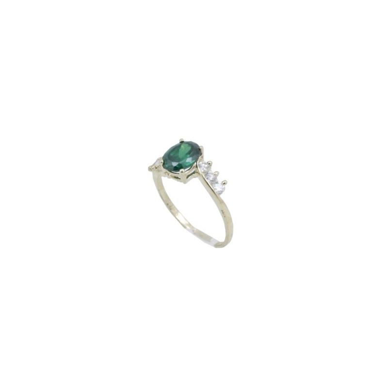 10k Yellow Gold Syntetic green gemstone  62260 1