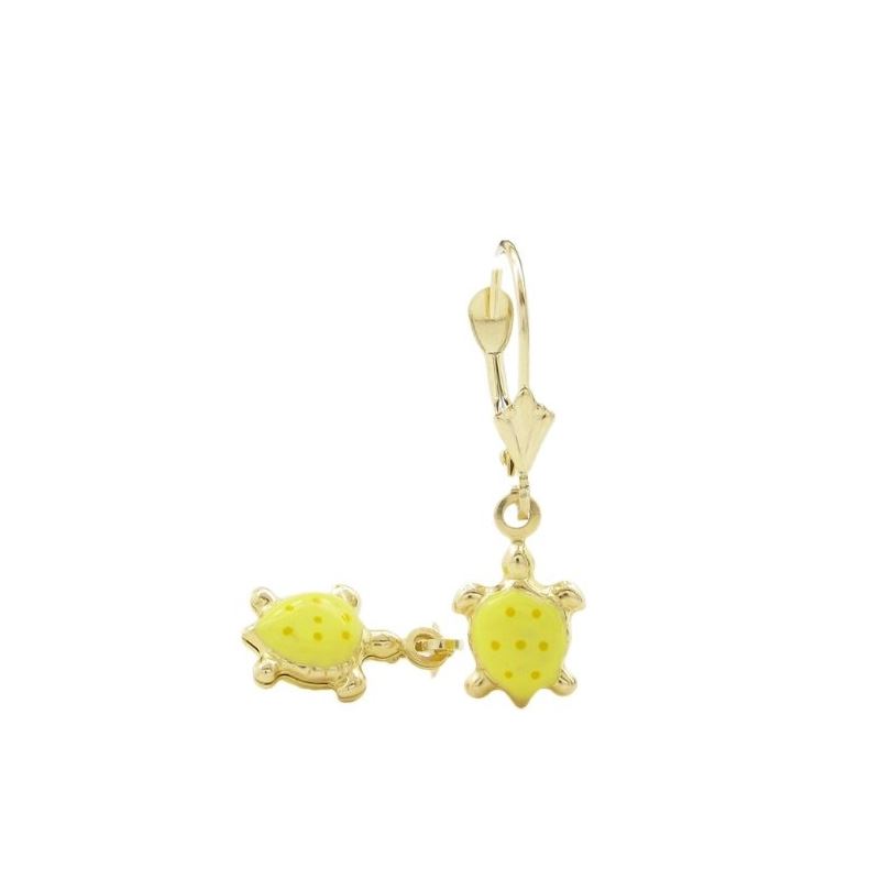14K Yellow gold Tortoise chandelier earr 70724 1