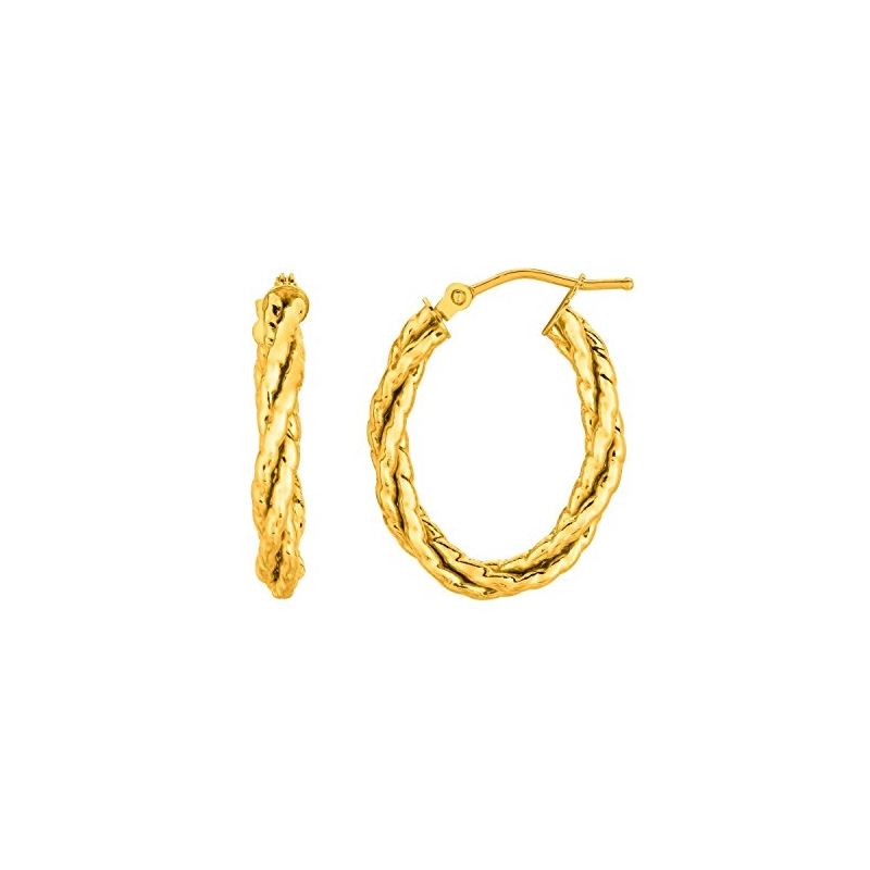 14K Yellow Gold Ladies Hoop Earrings ER1 69148 1