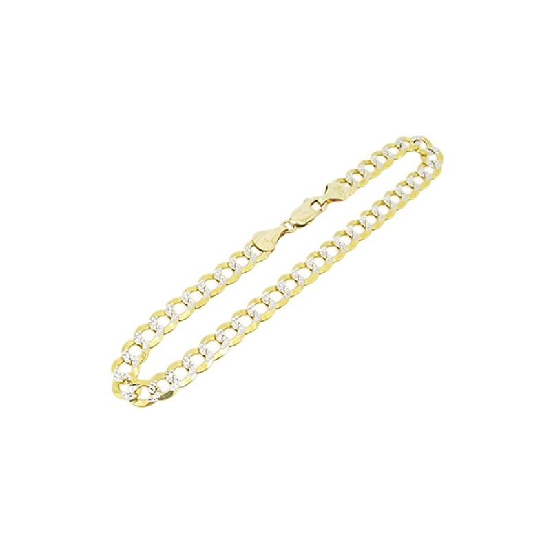 Mens 10k Yellow Gold diamond cut figaro  77335 1