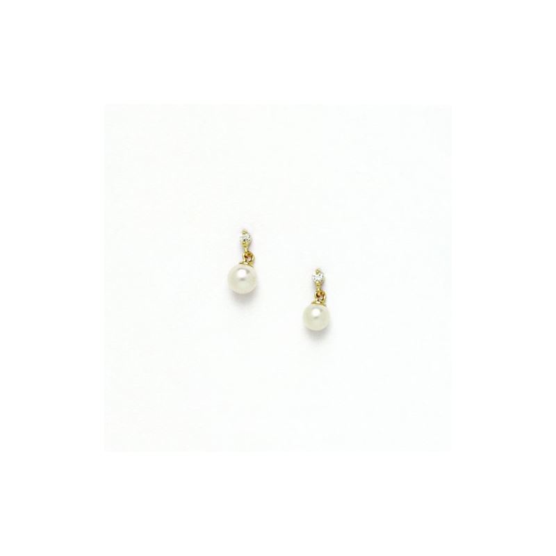 14K Yellow Gold genuine pearl and cz ear 68359 1