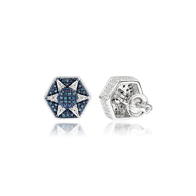 Blue Diamond Star Earrings Sterling Silv 72915 1