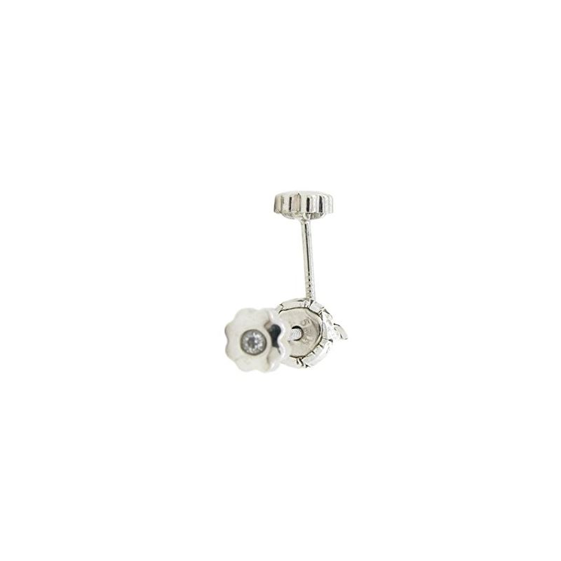 14K White gold Flower cz stud earrings f 65303 1