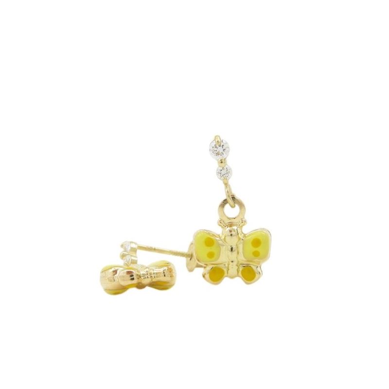14K Yellow gold Butterfly cz chandelier  67222 1