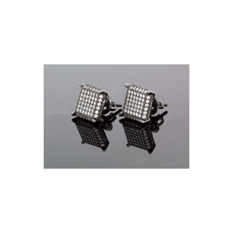 .925 Sterling Silver Black Square White  58513 1