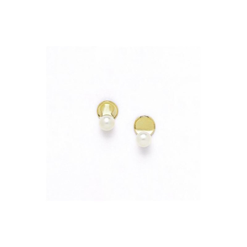 14K Yellow Gold genuine pearl and cz ear 68398 1
