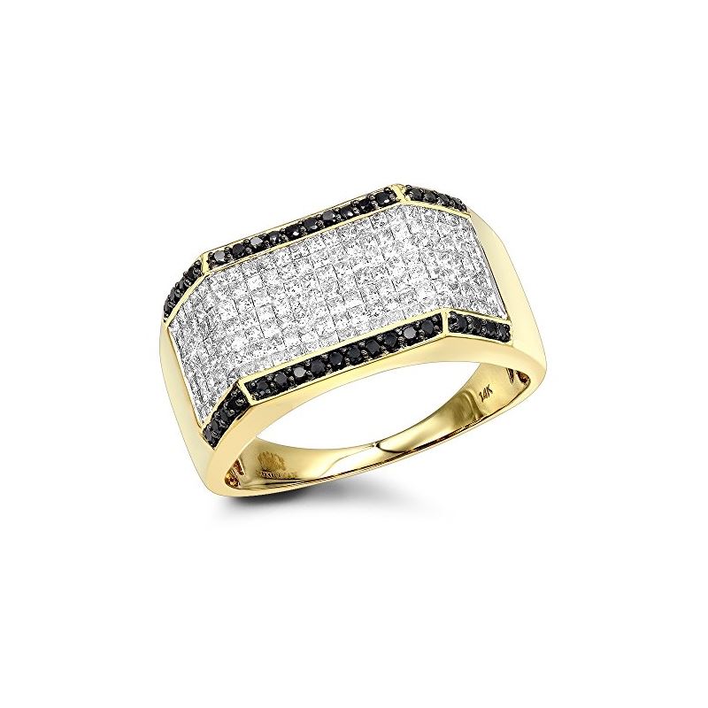 14K Black White Round Princess Cut Natural 2.2 Ctw