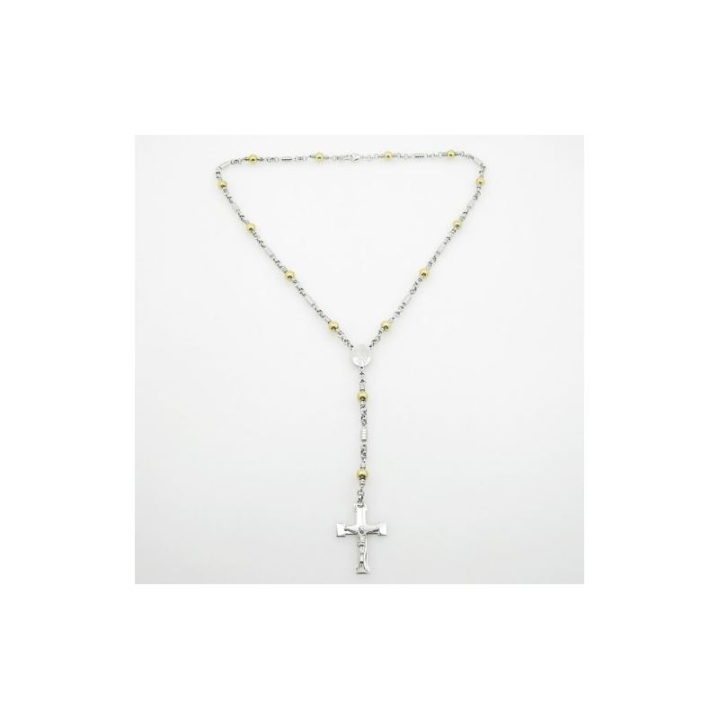 Stainless Steel Rosary Necklace with Cro 80193 1