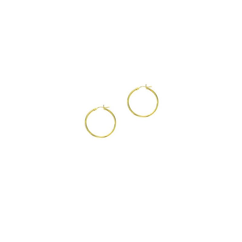 14K Yellow Gold Ladies Shiny Hoop Earrin 69234 1