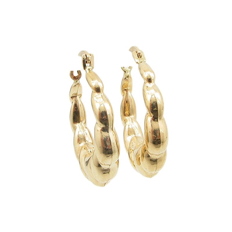 10k Yellow Gold earrings Fancy puff bamb 60642 1