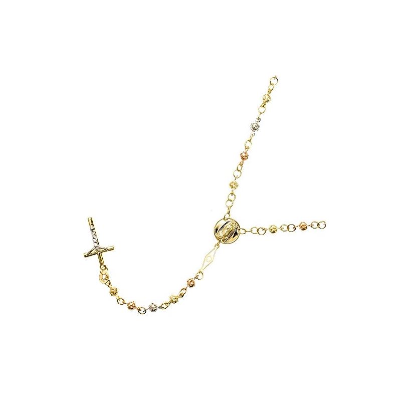 10K 3 TONE Gold HOLLOW ROSARY Chain - 28 59534 1